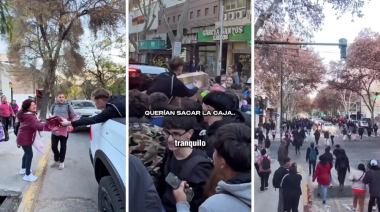 Un influencer regaló ropa en pleno microcentro mendocino: empujones y peleas